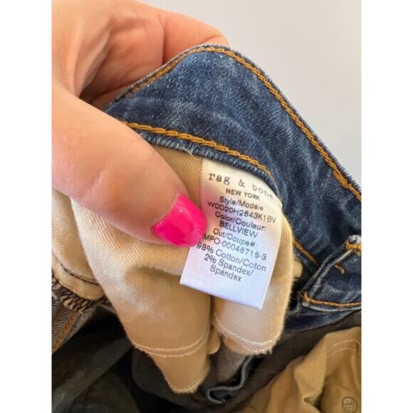 NEW Rag & Bone Dre Low Rise Slim Straight Leg Boyfriend Jeans Blue Size: 28 - Picture 7 of 8